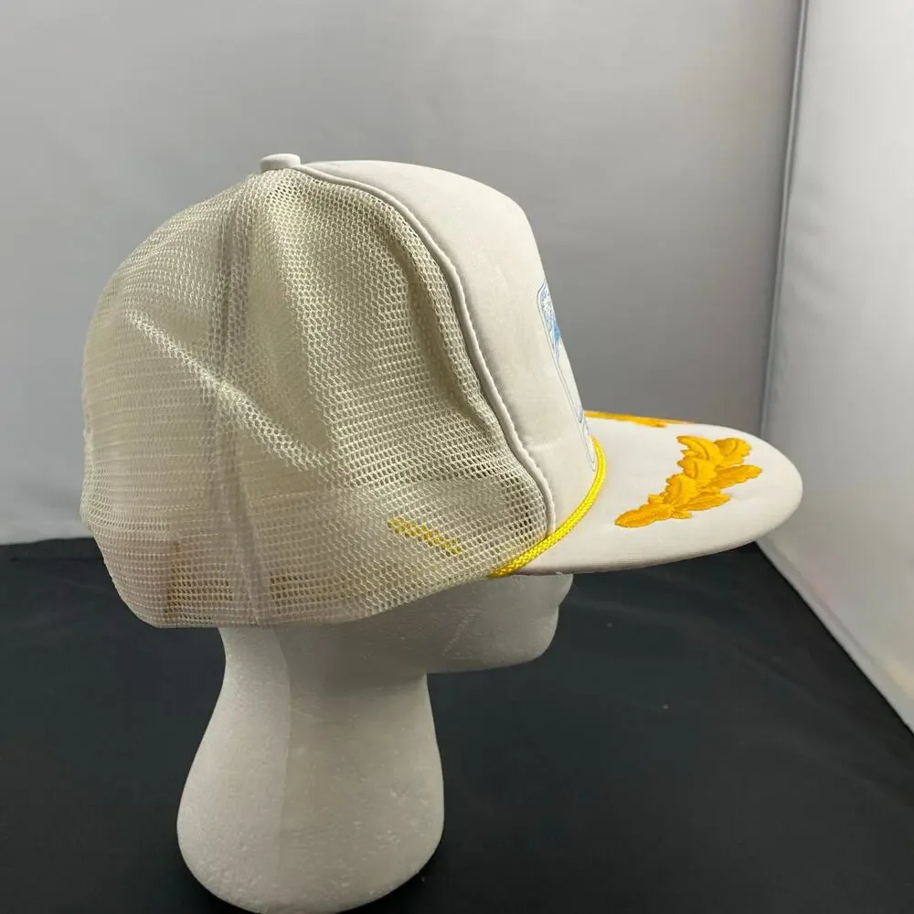 White Vintage Gold Leaf Hat Lewisport Ky Sesquicentennial 1839-1989 Promo Cap - Picture 2 of 6